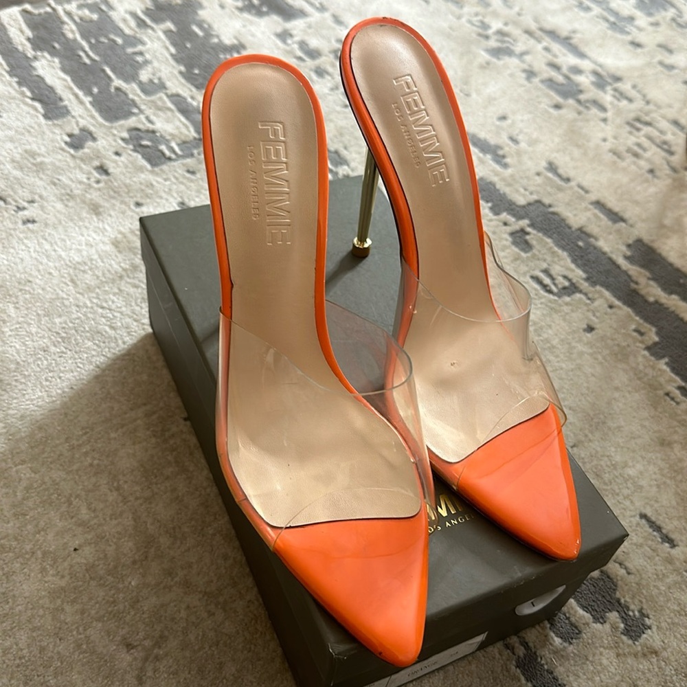 Femme LA Orange Clear Mule Size 39